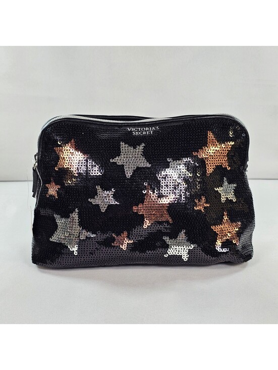 Victoria's Secret Handbags - Victoria's Secret Sequin Star Makeup Bag Black Life Of The Party Cosmetic Pouch